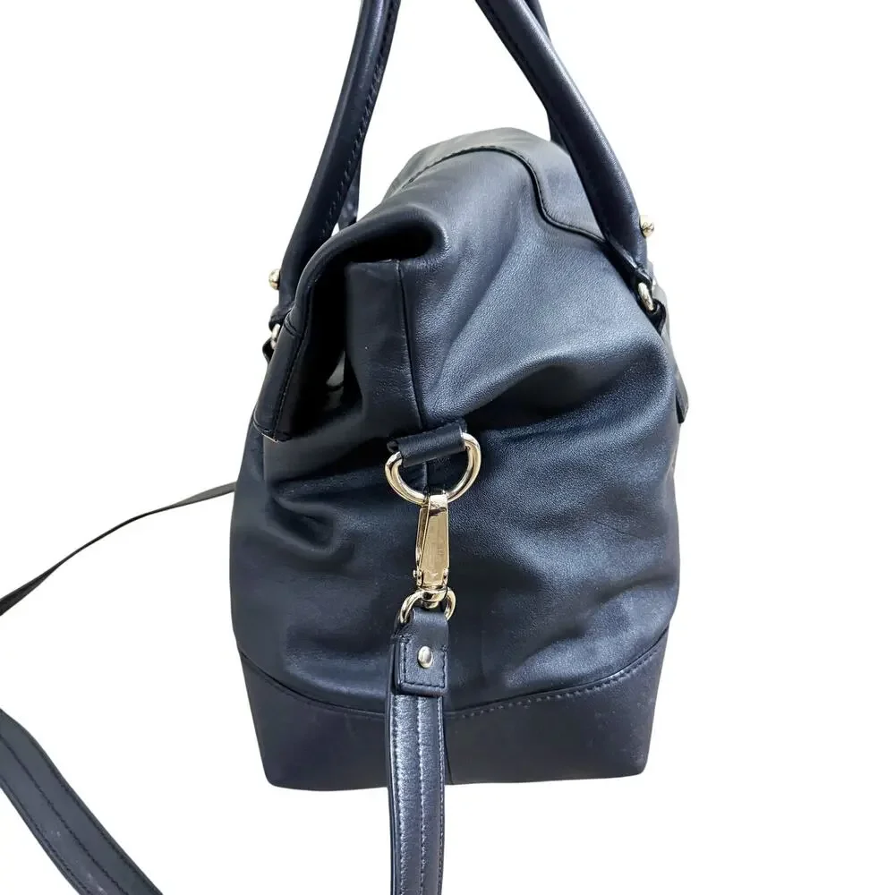 Kate Spade Black	Leather XL Satchel EUC Flap Closure Removable Crossbody Strap - Picture 3 of 7